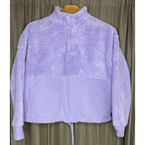 IN MOTION Fleece Snap Neck Pullover Sweatshirt Lavender Purple Size L